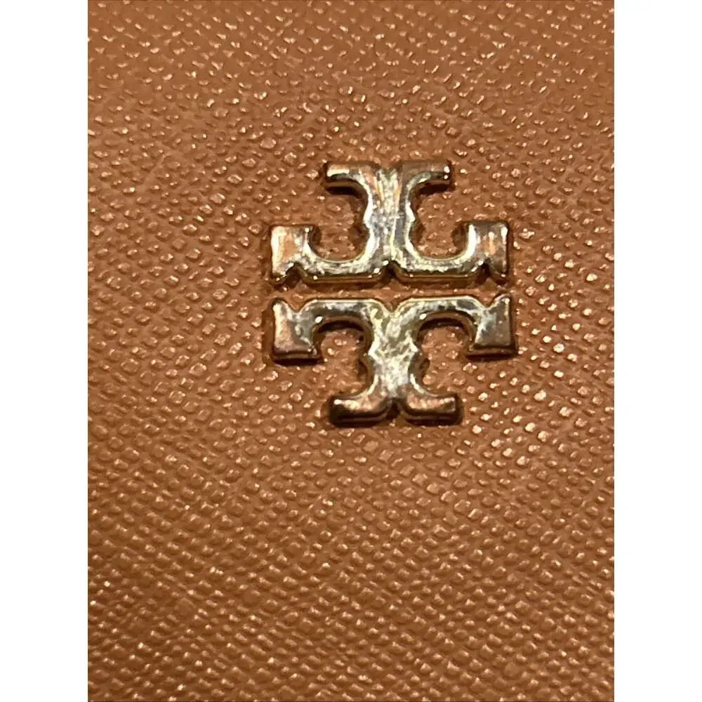 Tory Burch Brown Gold Emerson Saffiano Leather Wristlet Continental Wallet